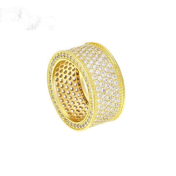 

new european and american gold-plated blingbling micro-set zircon ring men's hip-hop accessories rap, Golden;silver
