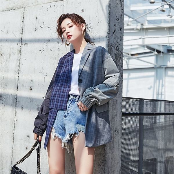 

[lanmrem] autumn and winter new products fashion vintage long sleeve lapel panel irregular sleeve jacket pa518 201112, Black;brown