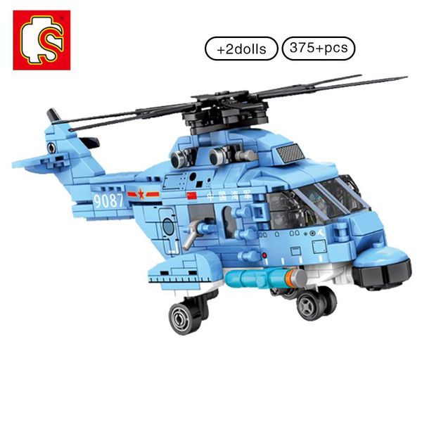 

sembo 375pcs z-18 helicopters fighter building block military army city plane airplane bricks construction children toys for boy qylkrx