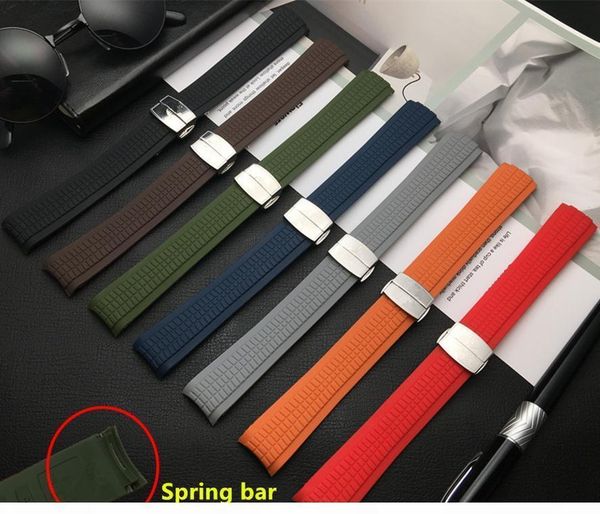 

черный 21 мм серии sile aquanaut резина для бар ремень 5164a диапазон зеленых красных часов для 5167a spring watchband bdand wmthq bdesybab, Black;brown