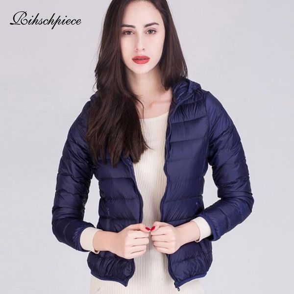 

rihschpiece 2020 spring plus size 3xl ultra light womens down jackets hoodie puffer coat duck down winter coat rzf1455, Black