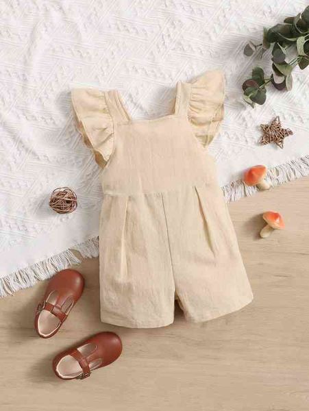 

baby ruffle trim square neck romper she, Blue