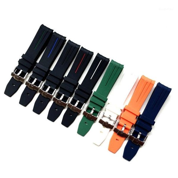 

rubber strap men watch accessories for water di tong king gmt waterproof silicone strap 20mm1, Black;brown