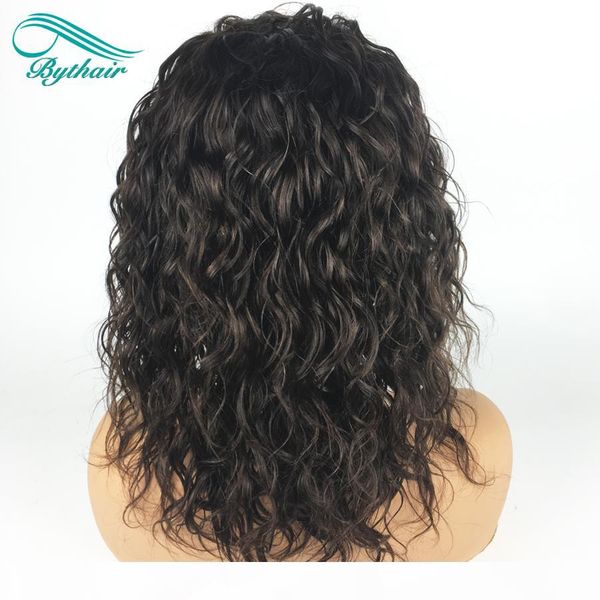 

bythairshop water wave full lace human hair wigs for black women wavy lace front wig virgin hair wigs with baby hair bleached knots, Black;brown