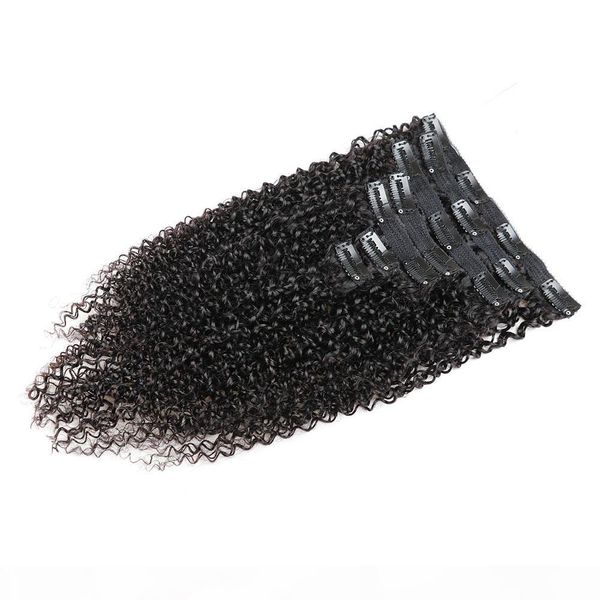 

класс 9a - afro курчавый фигурные 100gram набор клип в наращивание волос 7pcs набор 14-26inch выдвижение волос remy, свободный dhl, Black