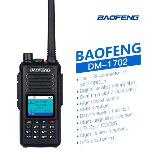 

walkie talkie 2021 baofeng dm-1702 dmr digital analog portable tier1 & tier2 dual band vhf/uhf ham two way radio
