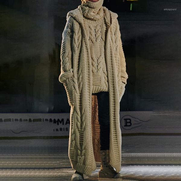 

men's sweaters oversized long cardigan sweater men hooded sleeve 2021 winter spring coat warm loose knitted jacket overcoat1, White;black