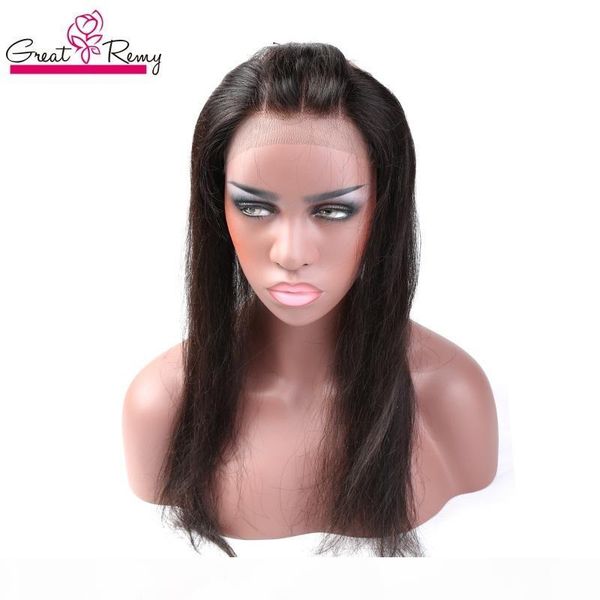 

greatremy 22x2 adjustable 360 frontal closure hairpieces indian virgin human hair silky straight natural black 360 lace band frontal wig