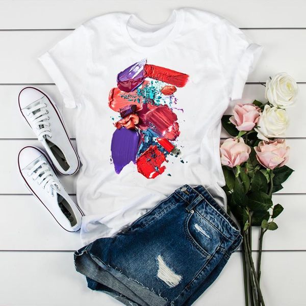 

женщины 2020 3d печать помады мода милые вершины футболки женские женские женские женские графические женские футболки футболки женские ulzz, White