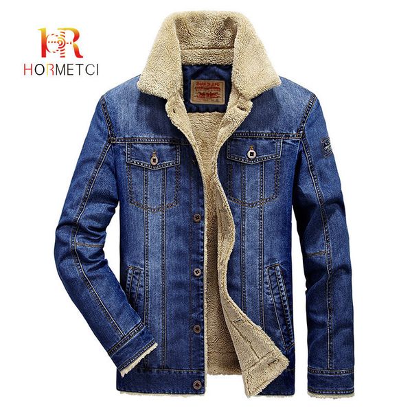 

hormetci 2019 winter casual denim jackets men wool plus velvet thick warm mens brand outwear jeans coats male cowboy clothing c1108, Black;brown