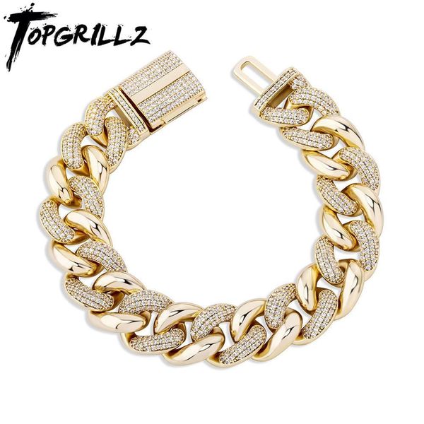 

rillz men's 16mm miami cuban chain iced out zircon bracelet hip hop fashion jewelry 200928, Black
