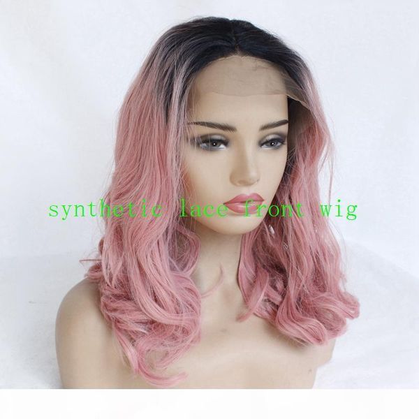

fashion girl short ombre body wave natural hairline wig baby hair synthetic lace front wigs for black women