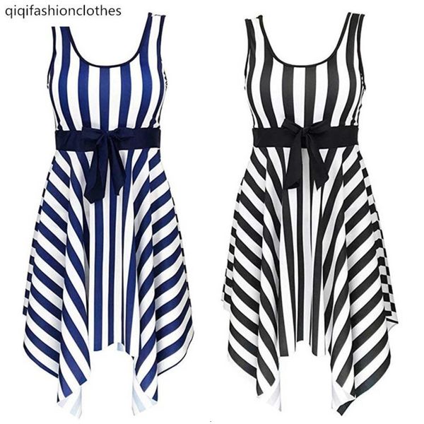 

fashion striped skirt large spring one piece split swimsuit for women, White;black
