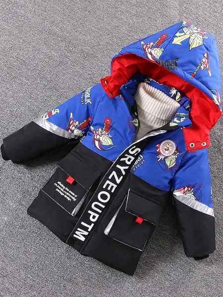 

8jacket thickened korean boys' handsome children's winter down clothes baby cotton padded 9, Blue;gray
