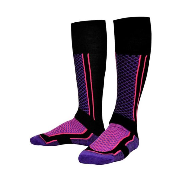 

thicken long tube outdoor sports breathable mountaineering ski socks camping wearproof hiking walking winter keep warm solid, Black