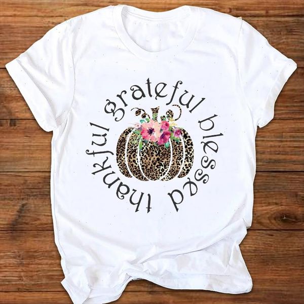 

women graphic pumpkin leopard 90s thanksgiving fall autumn halloween print clothes lady tees female t shirt womens t shirt, White