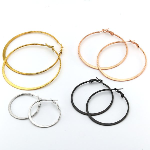 

fashion stripes large ear ring titanium steel round stainless steel hollow simple earrings for women jewelry gift