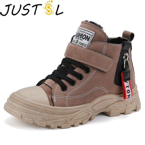

justsl boys girls sports cotton new autumn winter child warm shoes kids teenage snow boots size 26-37, Black;red