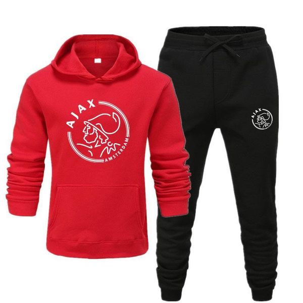 

ajax men's and women's hoodie sportswear 2021 new fashion brand sportswear lining thick sweatshirt + pants set men's winter, Gray