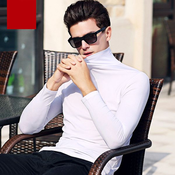 

mrmt 2020 brand new autumn and winte men's t-shirt high-collar cotton bottom shirt t-shirt for male long-sleeved t-shirt, White;black