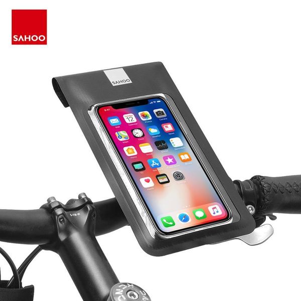 

sahoo 111323 universal waterproof cycling bicycle bike handlebar 6.0in mobile mount holder cell phone bag dry case