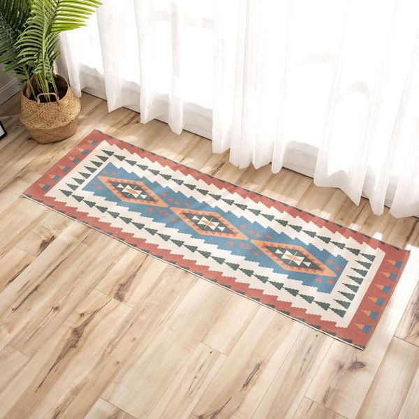 

cotton linen tassel non-slip muslin prayer floor mat outdoor area rug