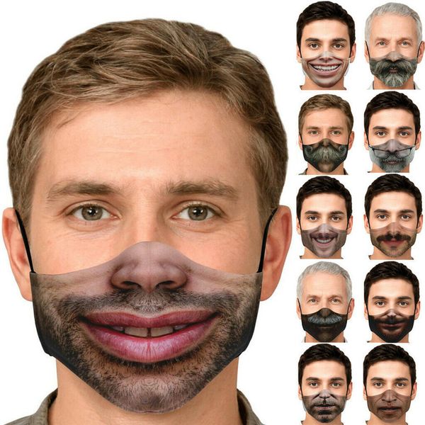 

protective face mask reusable washable fashion funny face covering personality party mask breathable dustproof cotton masks kimter-z160a