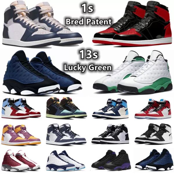 

jumpman 1 bred patent brave blue 13 mens basketball shoes 1s dark mocha marina blue bubble gum 13s lucky green obsidian court purple men wom