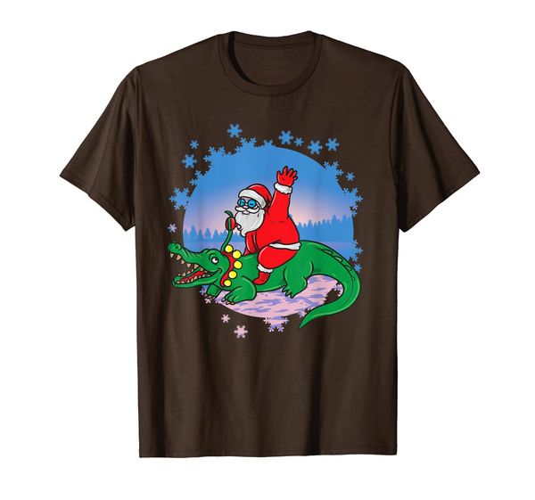 

see you later alligator riding santa t-shirt, White;black