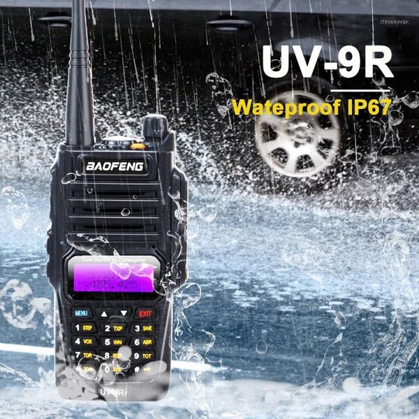 

uv 9r walkie talkie uhf vhf dual band waterproof 8w 128ch ham radio baofeng fm uv-9r with hands2200mah battery1