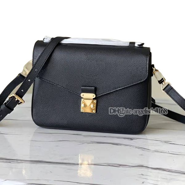 

luxury designers bags all black letters logos embossed genuine leather cross body pochette mets women purses messenger bag