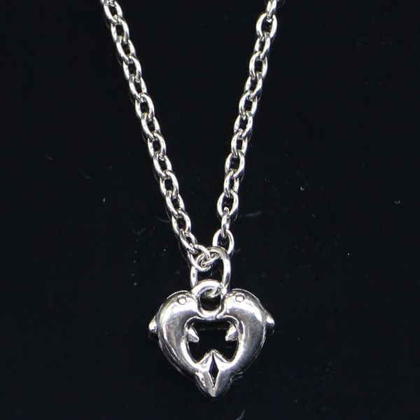 

20pcs new fashion necklace 11x11mm double dolphin pendants short long women men colar gift jewelry choker 201014, Silver