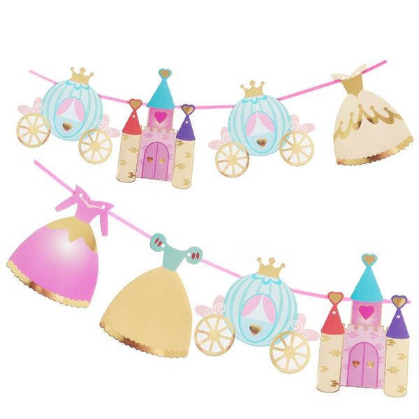 Castello di carta Banner Principessa Gagliardetto Colorato Ghirlanda Bandiera del bambino Matrimonio Compleanno Decorazione della festa di Natale 20220224 Q2