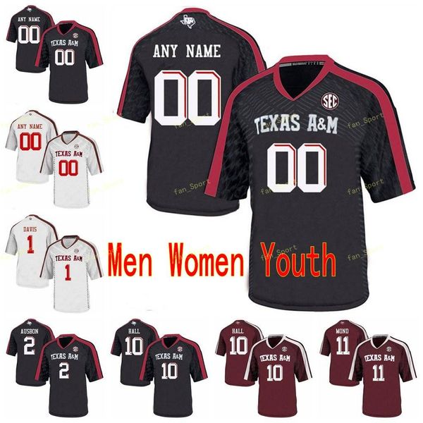 

custom texas a&m aggies college football jersey 85 jalen wydermyer 88 baylor cupp 9 ricky seals-jones men women youth stitched, Black