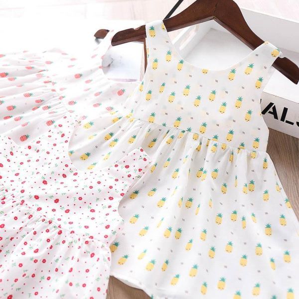 

2020 summer girls pineapple flower vest dress baby dress wholesale1, Red;yellow