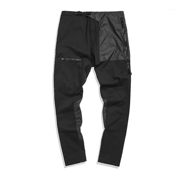 

leather 3m reflective logo casual breathable loose functional style men's pants1, Black