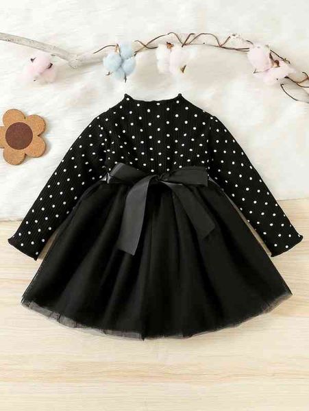 

baby polka dot print belted dress she, Red;yellow