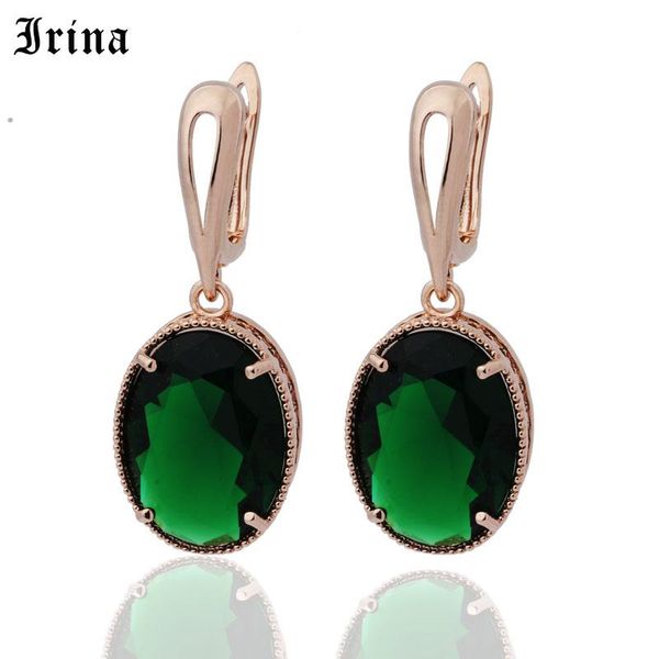 

irina 9 color big egg shape zircon rose gold simple drop earrings classic design wedding jewelry earrings for women 585, Silver