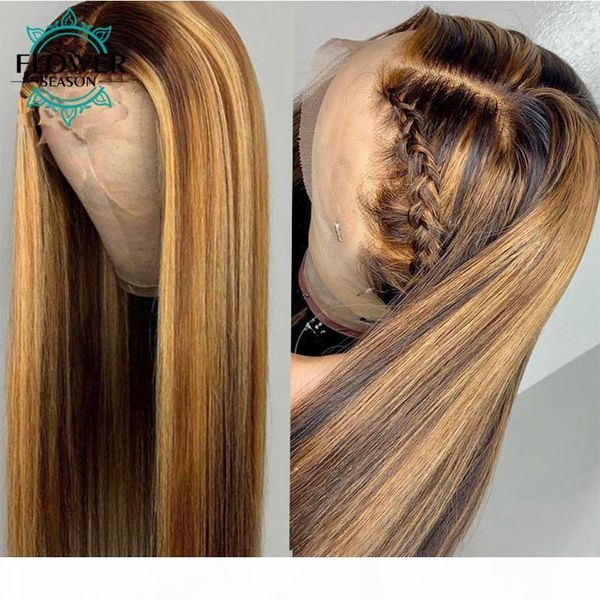 

выделение человеческих волос парики прямые ombre brown 13x6 фронта шнурка бразильский волос remy 130% с ребенком flowerseason, Black;brown