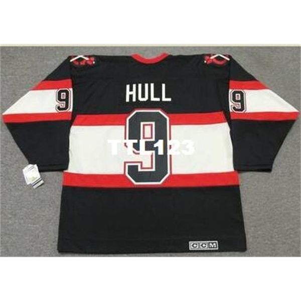 

mens #9 bobby hull chicago blackhawks 1930's ccm vintage hockey jersey or custom any name or number retro jersey, Black