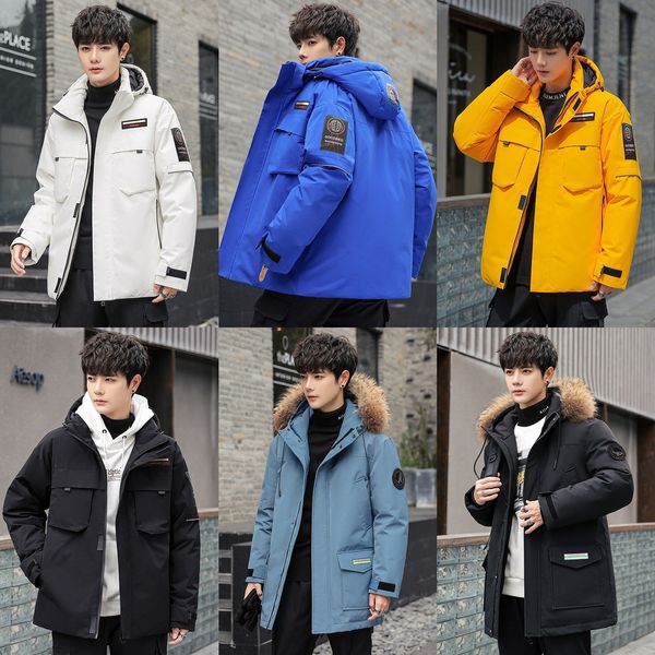 

j39an men's 2020 new winter youth chinese thickened trend men's korean loose down cotton-padded down jacket hooded cotton padded j, Black