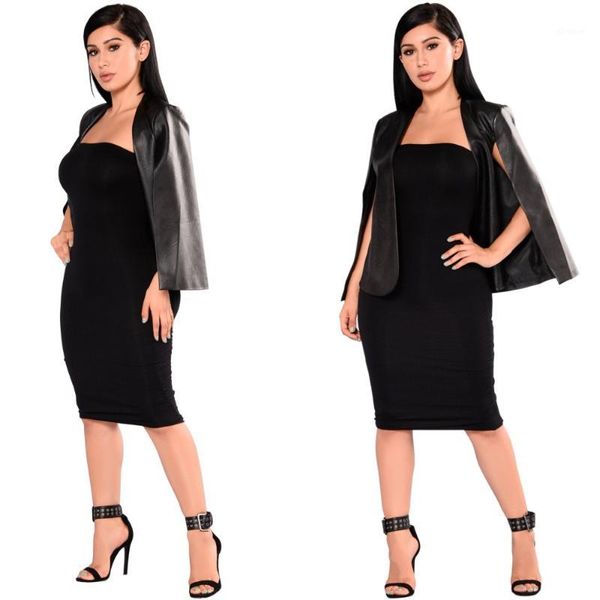 

women's pu leather jacket new cloak jacket nightclub small suit1, Black