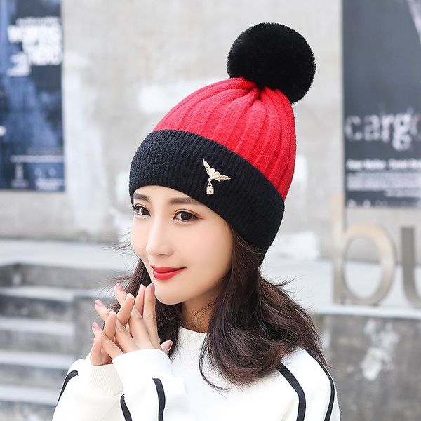 

beanie/skull caps thicken wool knitted winter hats for women beanie cap gorros mujer ladies cashmere warm outdoor bonnet chapeau femme, Blue;gray