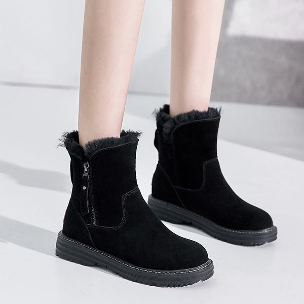 

2020 genuine cow leather women snow warm shoes cold winter woman ankle boots n041, Red;white