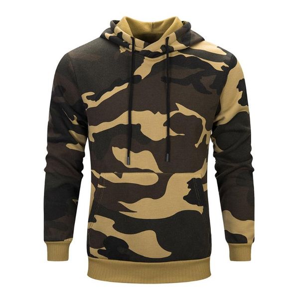 

kancoold hoodies men autum winter long sleeve hooded sweatshirt camouflage printed pullover outwear jacket blouse coat jun1, Black