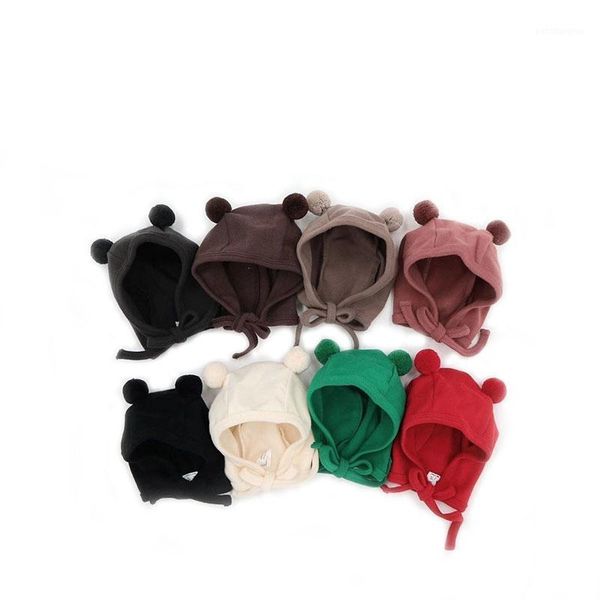 

100% cotton lining newborn baby hat cute bear toddler earflap beanie baby kids hat newborn pgraphy props1, Yellow