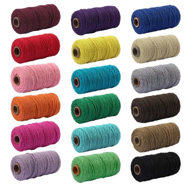 

3mm natural macrame cotton cord twisted string rope diy crafts knitting plant hangers wall hanging tapestry, Black;white