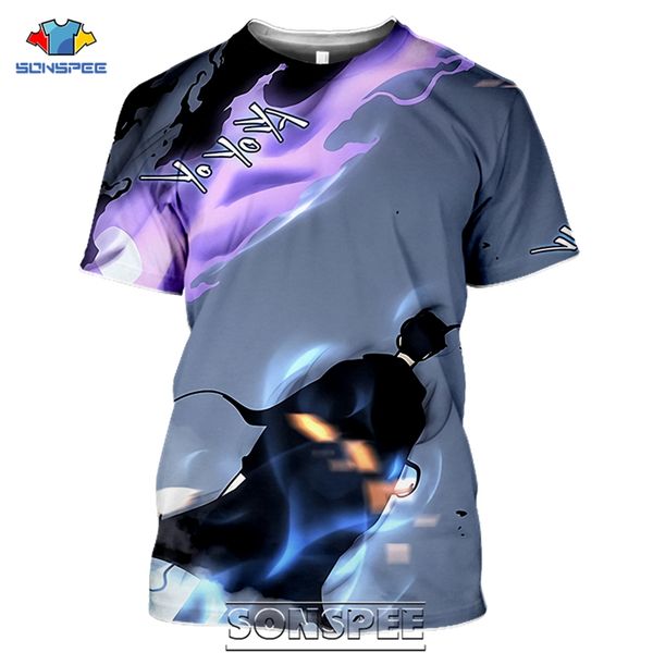 

anime solo leveling korea cartoon dark mens homme 3d print shirts oversized horror humor men clothing