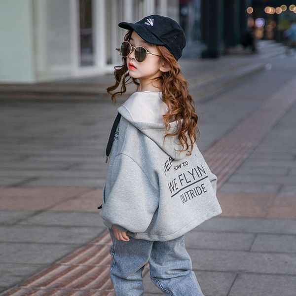 

hooded cardigan 2020 new autumn net red foreign sle spring girls' children's wear korean loose et, Black