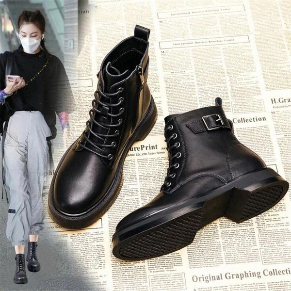 

women boots ladies female brand fashion casual leather platform designer luxury ankle boots shoes woman #ji0r, Black